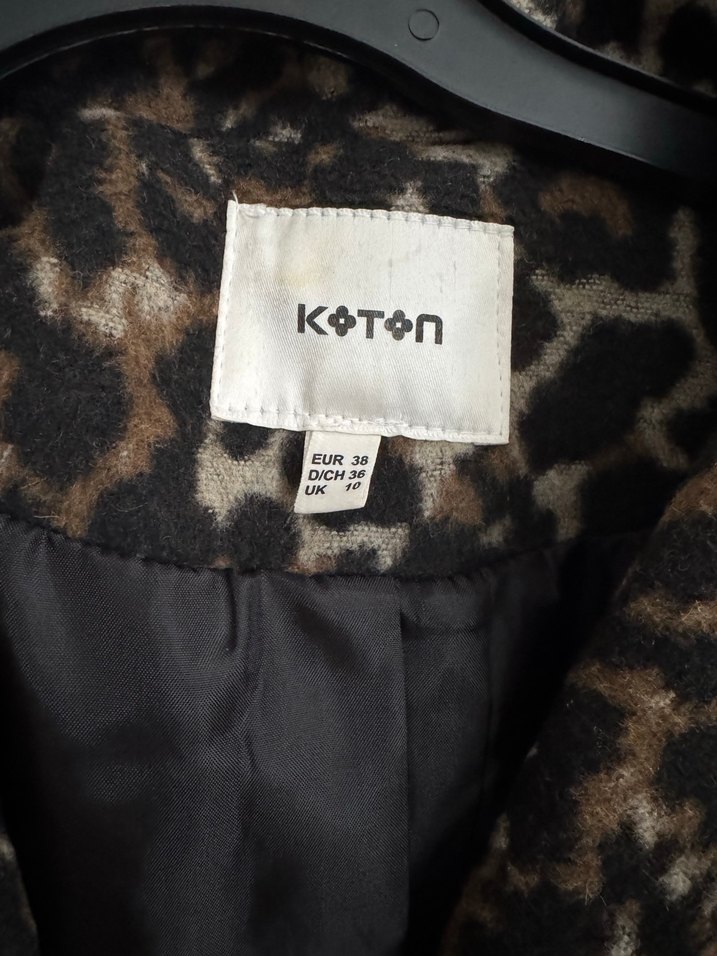 Kahverengi Leopar Desenli Kadın Midi Kaban - Görsel 4