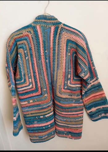 Bohem Çok Renkli Örgü Kadın Hırka - Görsel 3