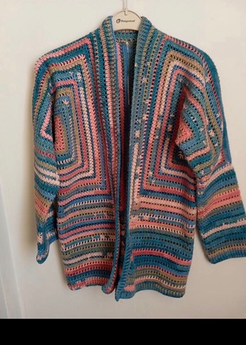 Bohem Çok Renkli Örgü Kadın Hırka - Görsel 2