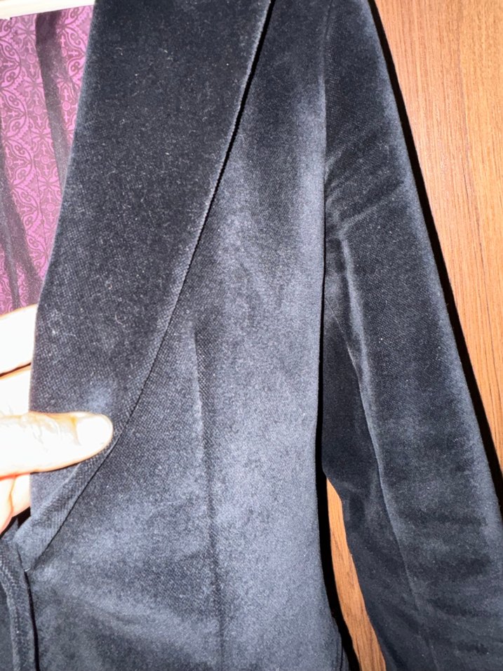 Kadın Siyah kadife Düğmeli Blazer Ceket - Görsel 4