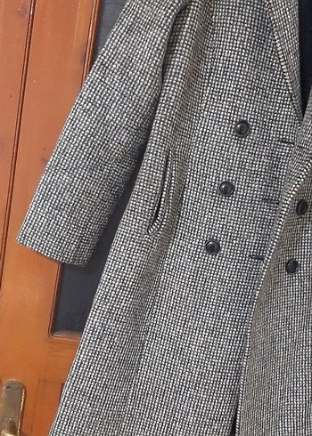 Gri Kadın Midi Boy Düğmeli Palto - Görsel 2