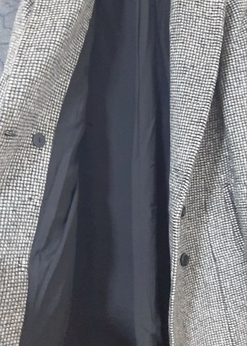 Gri Kadın Midi Boy Düğmeli Palto - Görsel 4