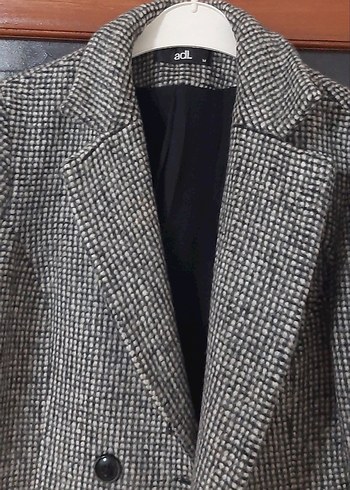 Gri Kadın Midi Boy Düğmeli Palto - Görsel 3