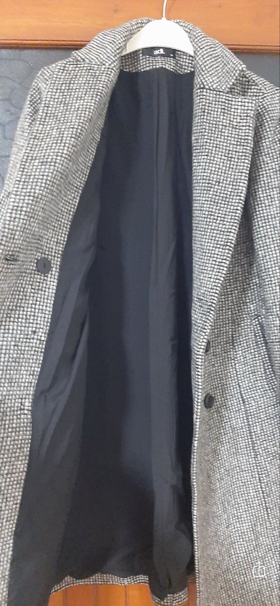 Gri Kadın Midi Boy Düğmeli Palto - Görsel 4