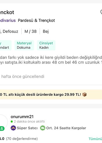 Bej Kadın Uzun Düğmeli Trençkot - Görsel 5