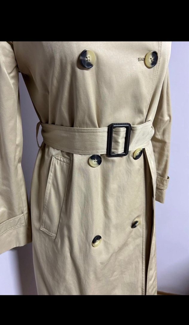 Bej Kadın Uzun Düğmeli Trençkot - Görsel 2