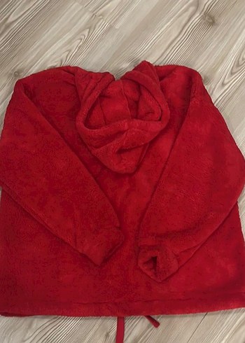 Kapüşonlu Kırmızı Fermuarlı Kadın Sweatshirt - Görsel 6