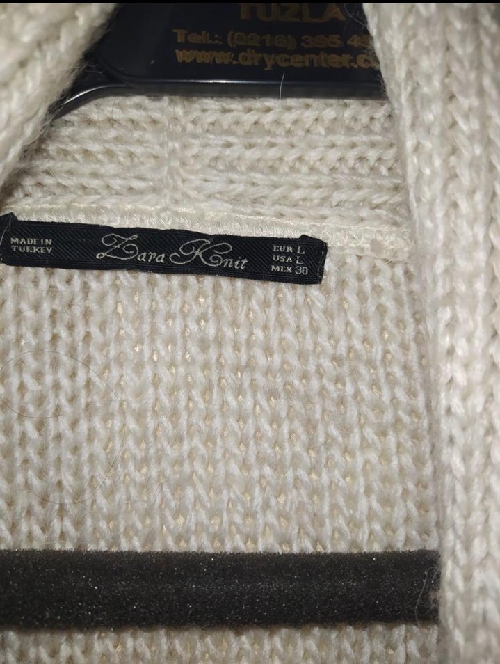 Ekru renk yünlü hırka - Görsel 2