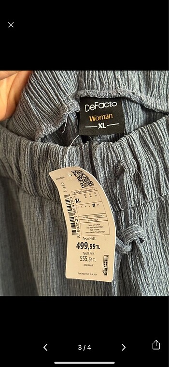 xl Beden mavi Renk Defacto marka yazlık pantolon