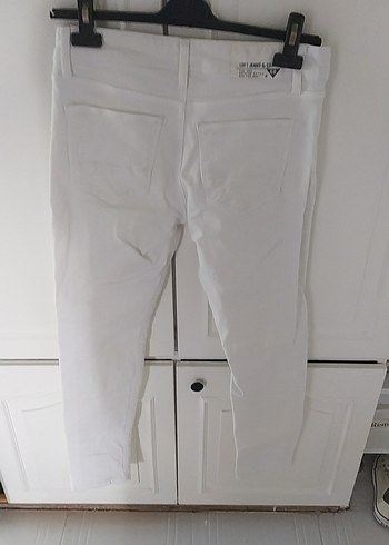 Beyaz Midi Boy Regular Fit Kot Pantolon - Görsel 3