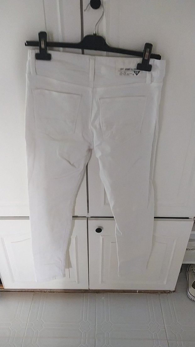 Beyaz Midi Boy Regular Fit Kot Pantolon - Görsel 3