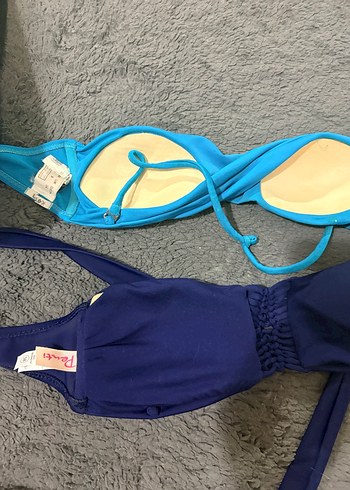 İnce Askılı, Kemerli Mavi Bikini Üstü - Görsel 4