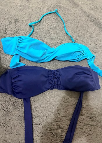 İnce Askılı, Kemerli Mavi Bikini Üstü - Görsel 2