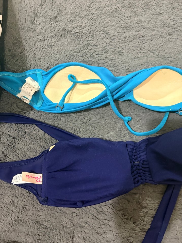 İnce Askılı, Kemerli Mavi Bikini Üstü - Görsel 4