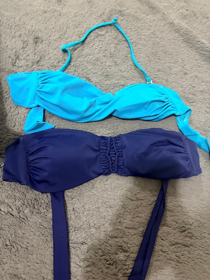 İnce Askılı, Kemerli Mavi Bikini Üstü - Görsel 2