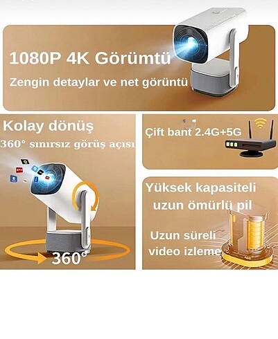 Harvox Projeksiyon Cihazı Power Bankli - Görsel 3