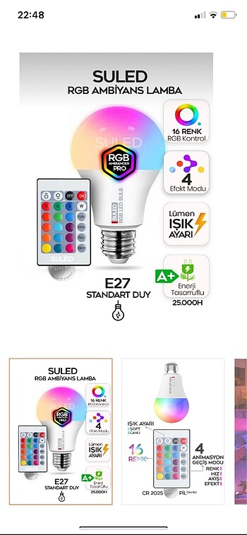 220 VOLT RGB LED AMPUL - Görsel 2