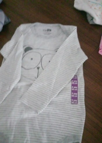 Çizgili Gri Baskılı Çocuk İçlik - Görsel 4