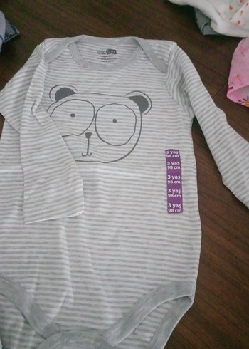 Çizgili Gri Baskılı Çocuk İçlik - Görsel 3