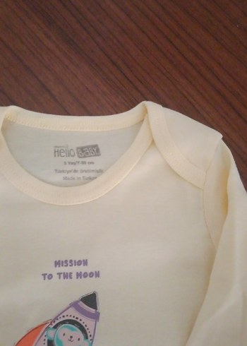 Beyaz Baskılı Uzun Kollu Bebek Body - Görsel 3