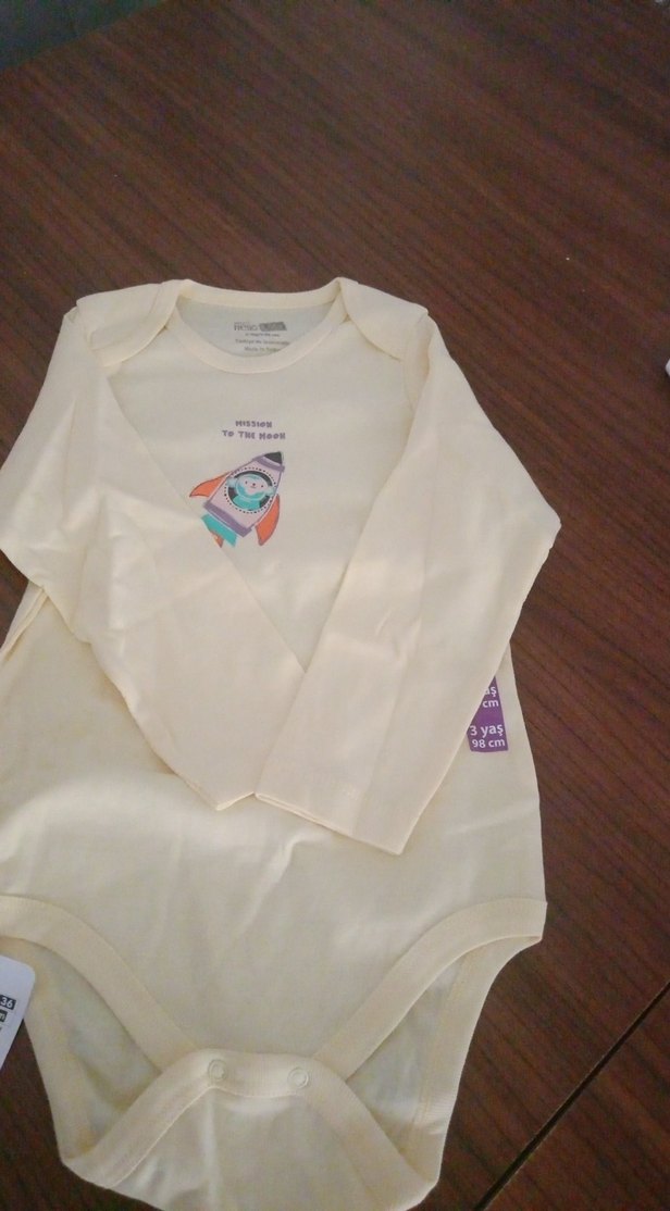 Beyaz Baskılı Uzun Kollu Bebek Body - Görsel 2