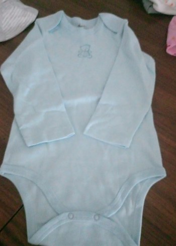 Uzun Kollu Bebek Kız Body, Düğmeli, Açık Mavi - Görsel 3