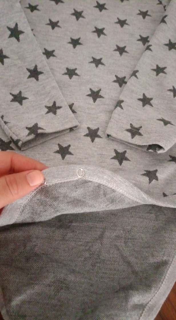 Gri Uzun Kollu Yıldız Desenli Bebek Body - Görsel 2