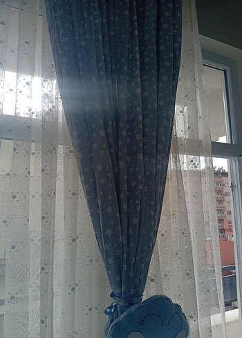 Modern Klasik Mavi Batik Desenli Perde - Görsel 4