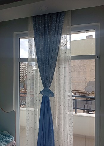 Modern Klasik Mavi Batik Desenli Perde - Görsel 2