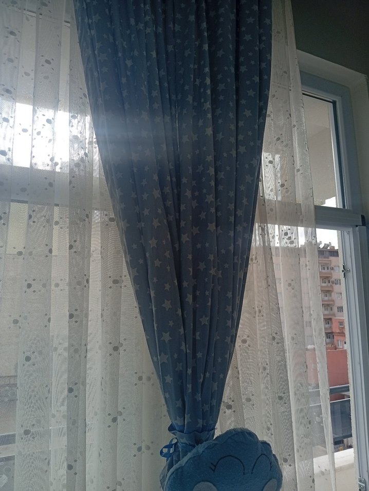 Modern Klasik Mavi Batik Desenli Perde - Görsel 4