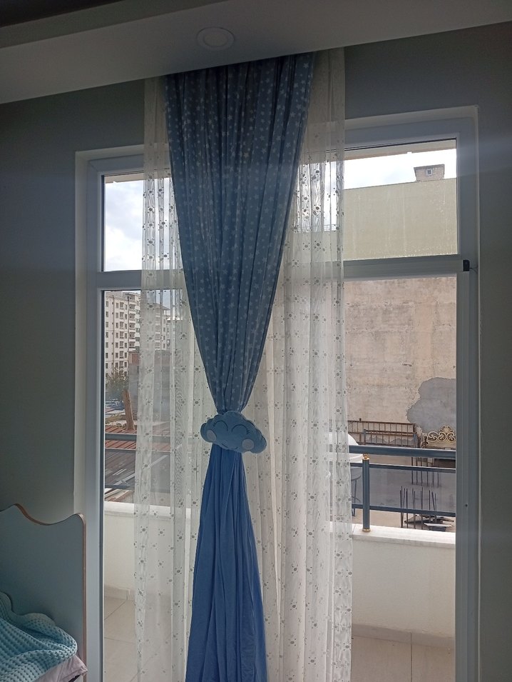 Modern Klasik Mavi Batik Desenli Perde - Görsel 2