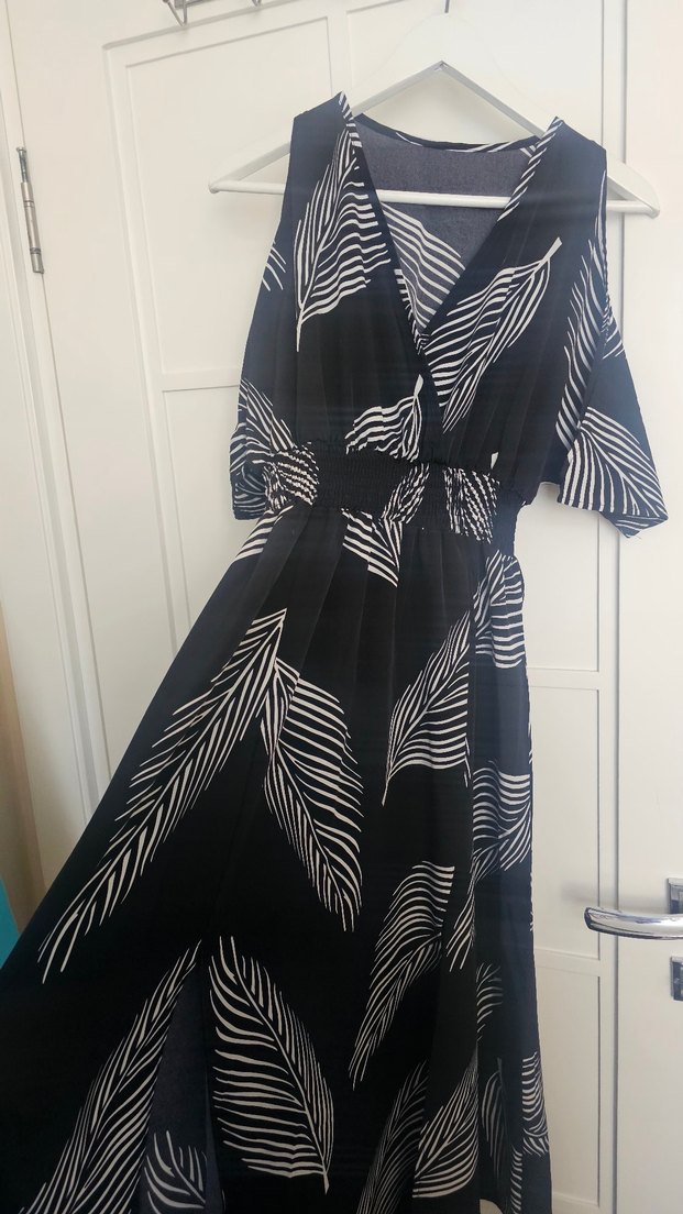 V Yaka YIRTMAÇLI Bohem Elbise - Görsel 4