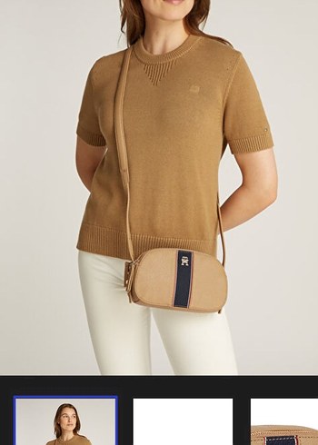 Tommy Hilfiger Bej Deri Kadın Çapraz Çanta - Görsel 10