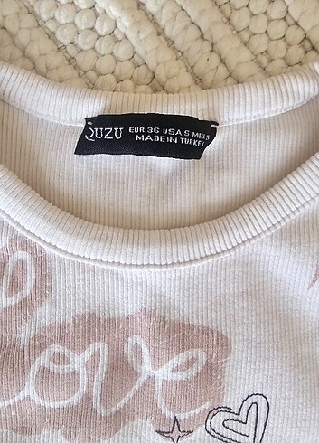 s Beden QUZU BASKILI FİTİLLİ KREM CROP BLUZ