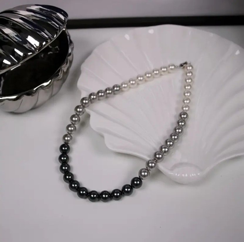 Gri Boncuklu Midi Boy Kadın Kolye - Görsel 2