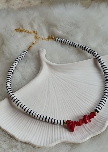 Bohem Zebra Desenli Boncuklu Kısa Kolye - Görsel 3