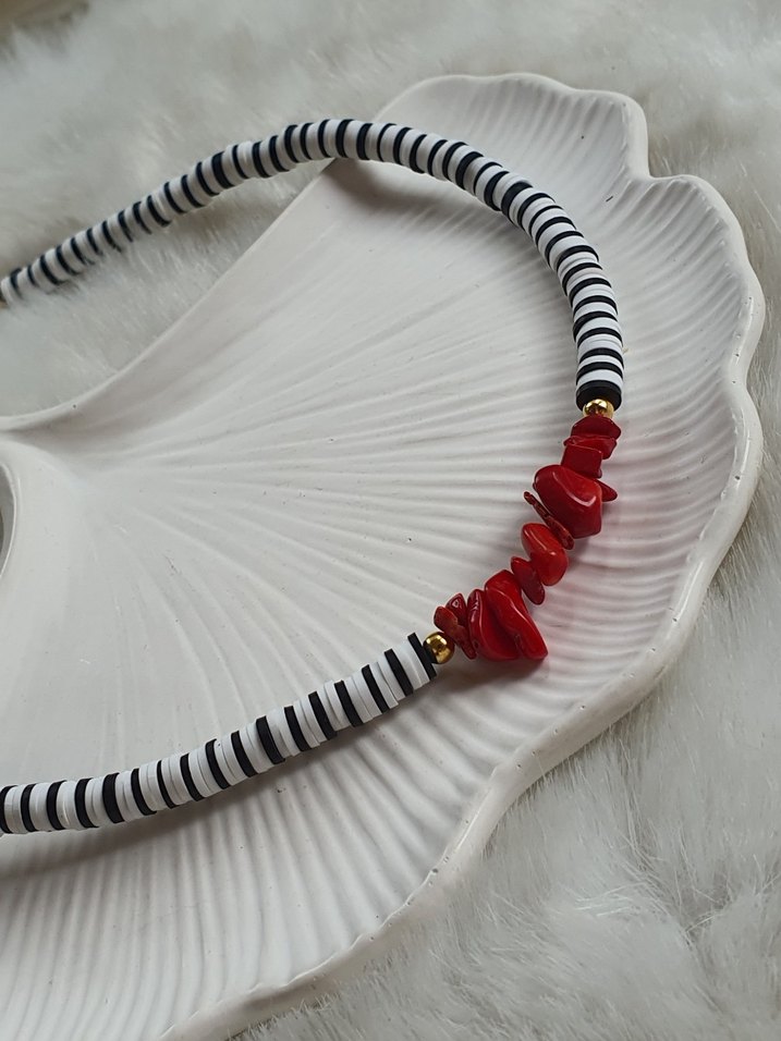 Bohem Zebra Desenli Boncuklu Kısa Kolye - Görsel 2