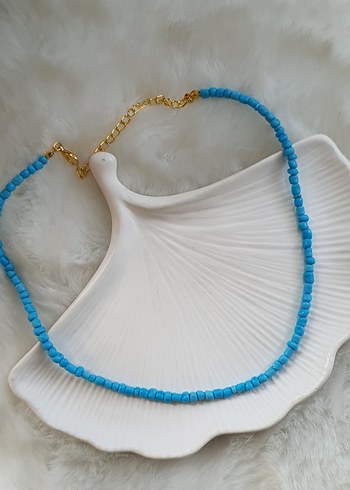 Turkuaz Boncuklu Mini Bohem Kolye - Görsel 2
