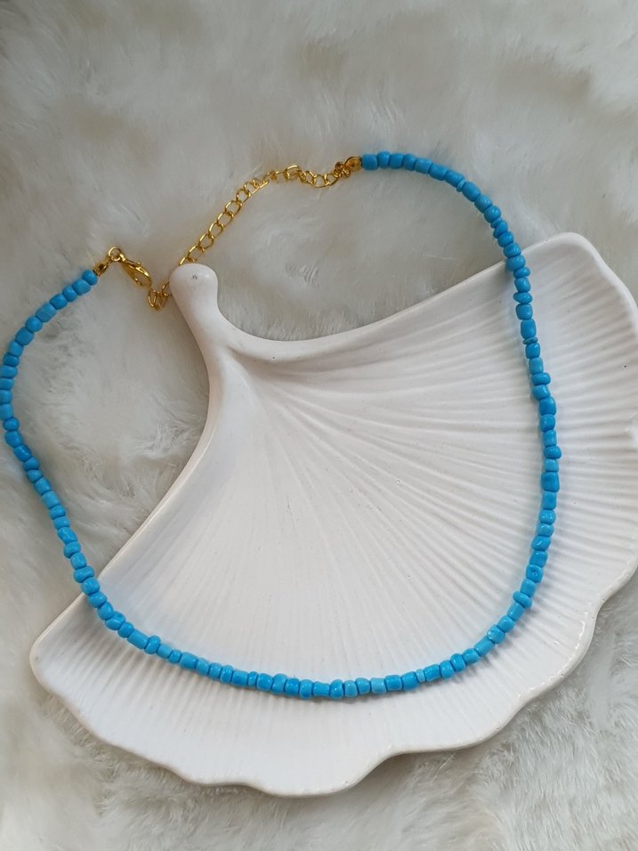 Turkuaz Boncuklu Mini Bohem Kolye - Görsel 2