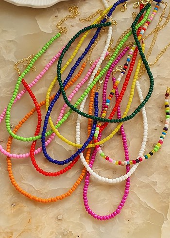 Renkli Boncuklu Uzun Bohem Kadın Kolyesi - Görsel 6