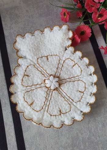 İşlemeli Beyaz Fırın Eldiveni - Görsel 3