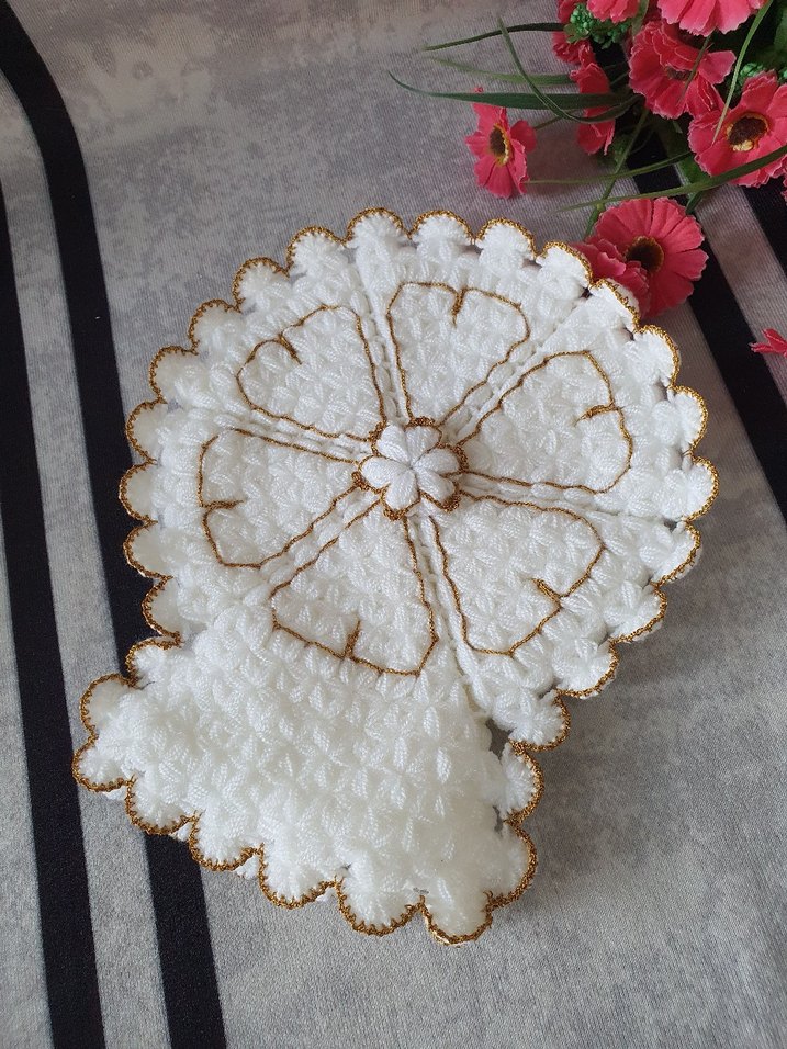 İşlemeli Beyaz Fırın Eldiveni - Görsel 4