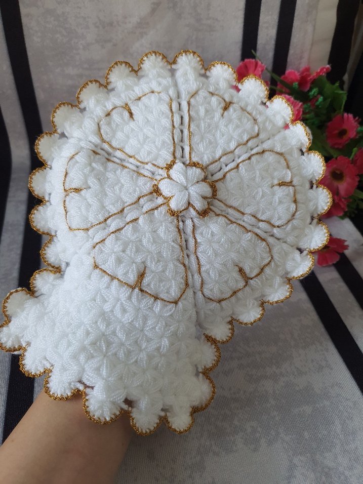 İşlemeli Beyaz Fırın Eldiveni - Görsel 2