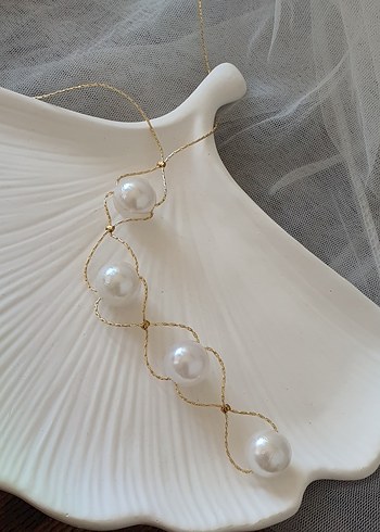 Uzun Boyunlu Beyaz Boncuklu Kadın Kolye - Görsel 7