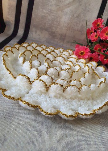 Beyaz Çiçek Desenli Masa Örtüsü - Görsel 5