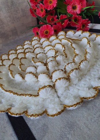 Beyaz Çiçek Desenli Masa Örtüsü - Görsel 7