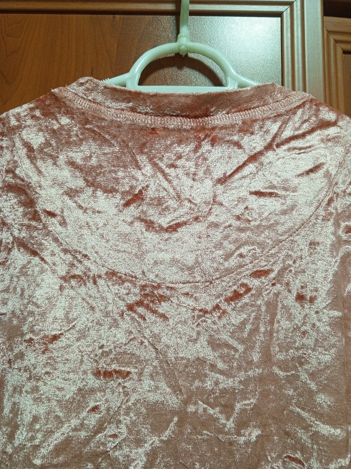 Kadın şeker pembesi kadife bluz - Görsel 5