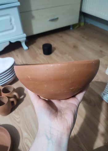 Kahverengi Seramik Tabak ve Kupa Seti - Görsel 4