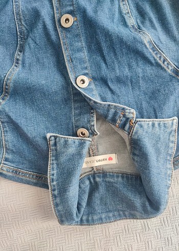 Mavi Düğmeli Kadın Denim Elbise - Görsel 4