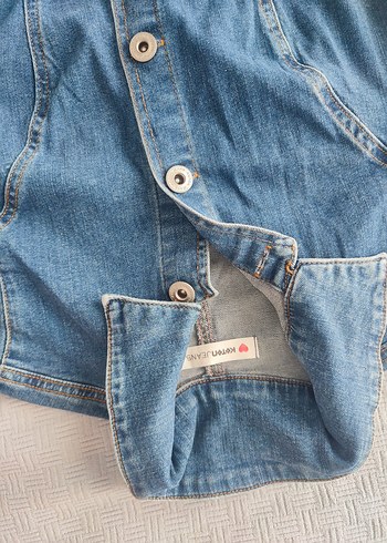 Mavi Düğmeli Kadın Denim Elbise - Görsel 3